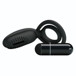 Эрекционное кольцо с клиторальной щеточкой Esther (Цвет: черный)