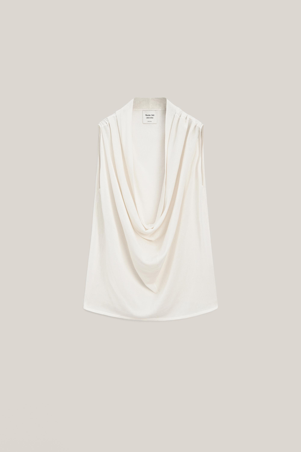 Massimo Dutti Блузка с V-образным вырезом из смесовой шелковой ткани - Limited Edition, белый
