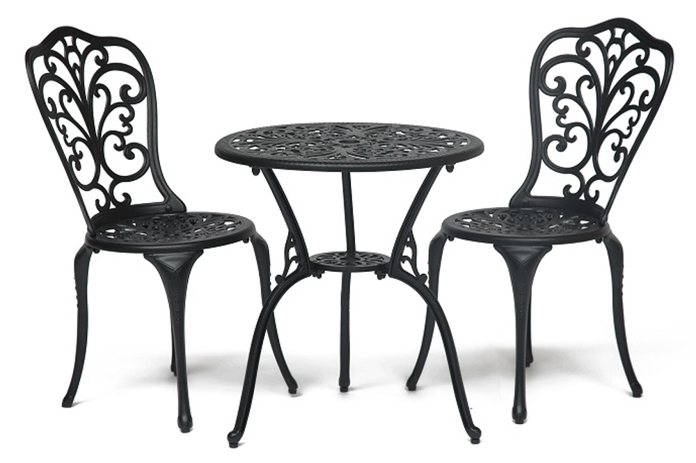 Комплект Secret De Maison Romance (стол +2 стула) алюминиевый сплав, D60/H67, 53х41х89см, черный