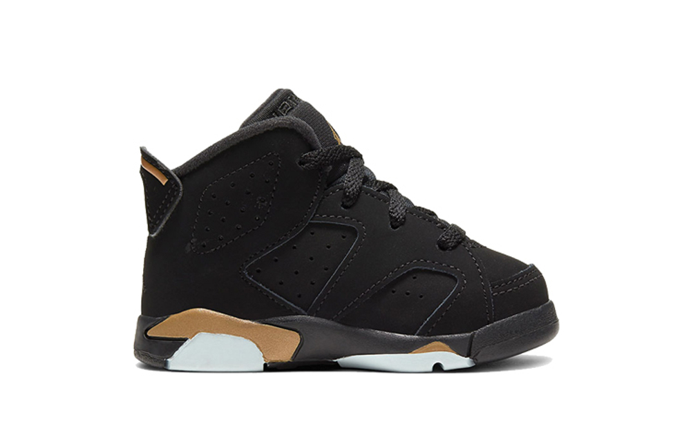 Baby Jordan Air Jordan 6 comfortable flat-bottomed non-slip shock absorption wear-resistant high-top toddler shoes black gold