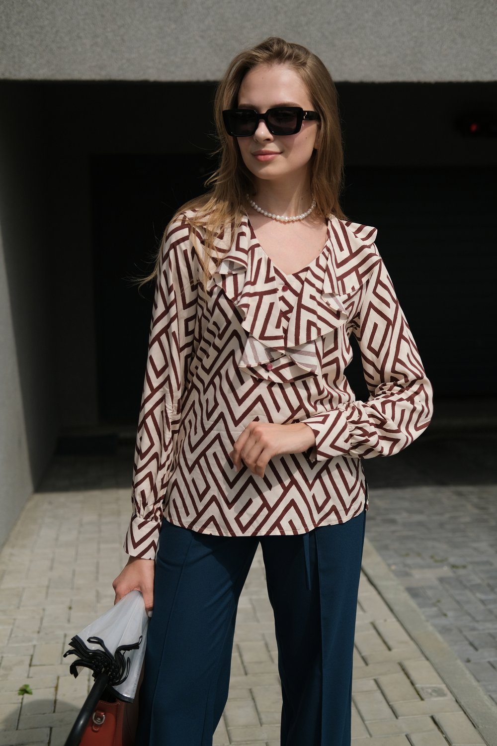 Блуза с геометрическим принтом из вискозы