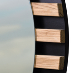 Зеркало настенное 81х81, Пиафорте Нигелла, круглое, в деревянной раме, в прихожую, ванну, дачу, массив дерева, черный, Dipriz