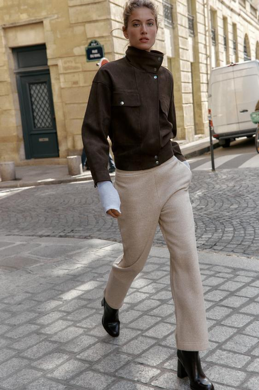 ZARA БАЗОВЫЕ БРЮКИ ИЗ МЯГКОЙ ТКАНИ, БЕЖЕВЫЙ МЕЛАНЖ