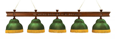 Лампа Ампир 5пл. ясень (№4,бархат зеленый,бахрома желтая,фурнитура золото)