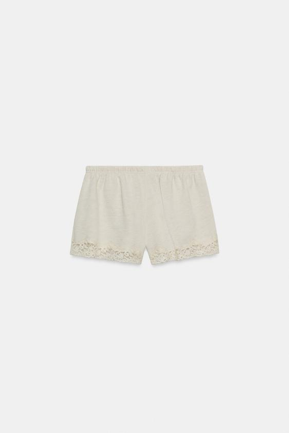 ZARA ШОРТЫ С КРУЖЕВОМ И ЦВЕТКОМ, СЕРЫЙ МЕЛАНЖ