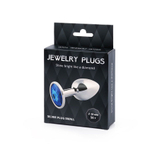 Анальное украшение SILVER PLUG SMALL с синим кристаллом - 7,2 см.