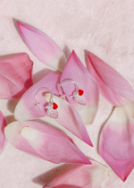 Серьги-трансформеры  «Хати» с алой ювелирной эмалью