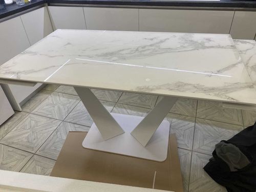 Стол Ниагара 140 БЕЛЫЙ МРАМОР, стекло / БЕЛЫЙ,