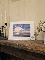 Картина акварельная авторская в паспарту 21х30 см на стену для интерьера "Танец света"