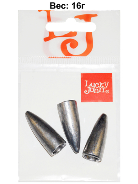 Груз Lucky John BULLET для техасской и каролинской оснастки 16г, уп. 3шт