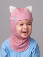Шлем весенний/осенний вязаный (Розовый рашаль) КИС