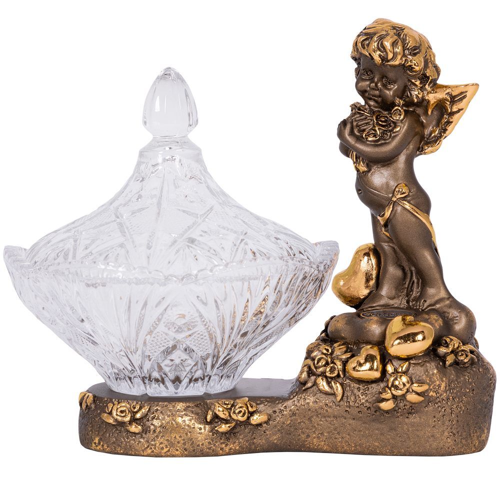 Сахарница стеклянная с крышкой Ангел Роуз Бронза