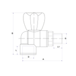 Кран американка шар 25-3/4'' угловой EVER® plast  СЕРЫЙ (Россия)