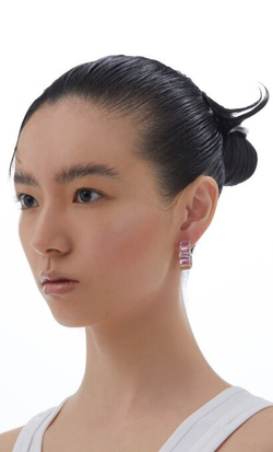 KVK THE BLOSSOM Peach Crystal Ring Stud Earrings