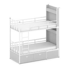 Overnight Кровать 2-х ярусная ON.K2-001 Серый/Металл Белый 2080*950*2260