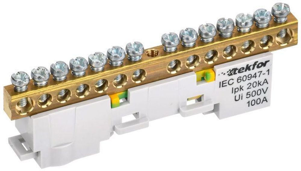 Шина TEKFOR PE &quot;земля&quot; неизол. на универс. держ. 6х9-14-Ж IEK TF-NN10-14-DL-K05