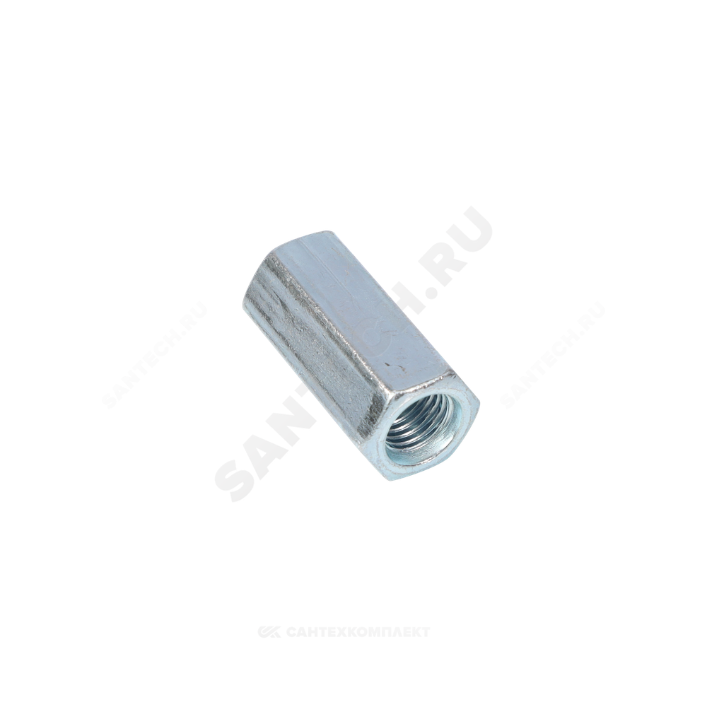 Гайка удлиненная стальная оц М10х30 к.п. 5 шестигранная DIN 6334 .