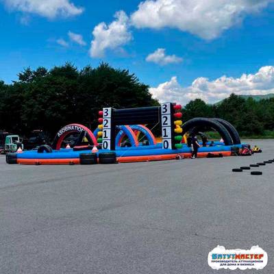 Надувная трасса «Мега-картинг» для электромобилей, 21×20×3 м