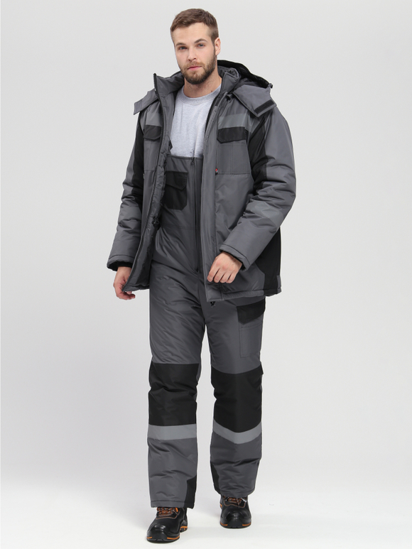 Костюм зимний Вектрон-2 СОП (тк.Таслан,135) п/к, т.серый/черный