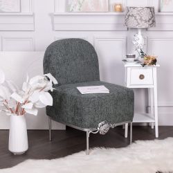 Кресло Monstera Deliciosa (Монстера) Лазурный Античное серебро