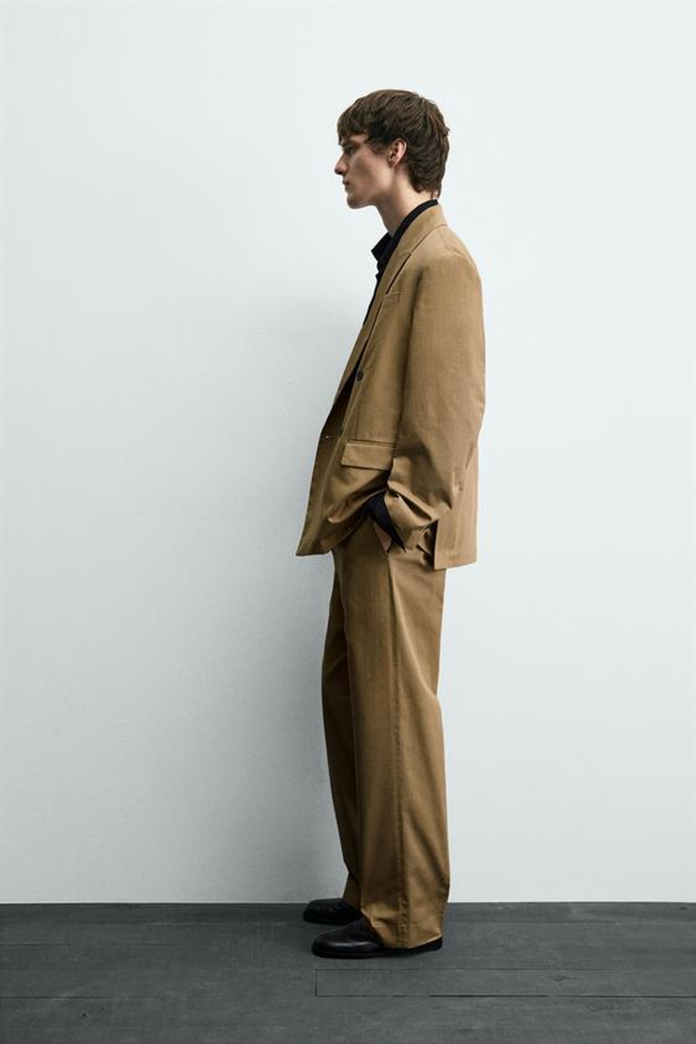 ZARA КОСТЮМНЫЕ БРЮКИ СО СКЛАДКАМИ LIMITED EDITION, РЫЖЕВАТО-КОРИЧНЕВЫЙ