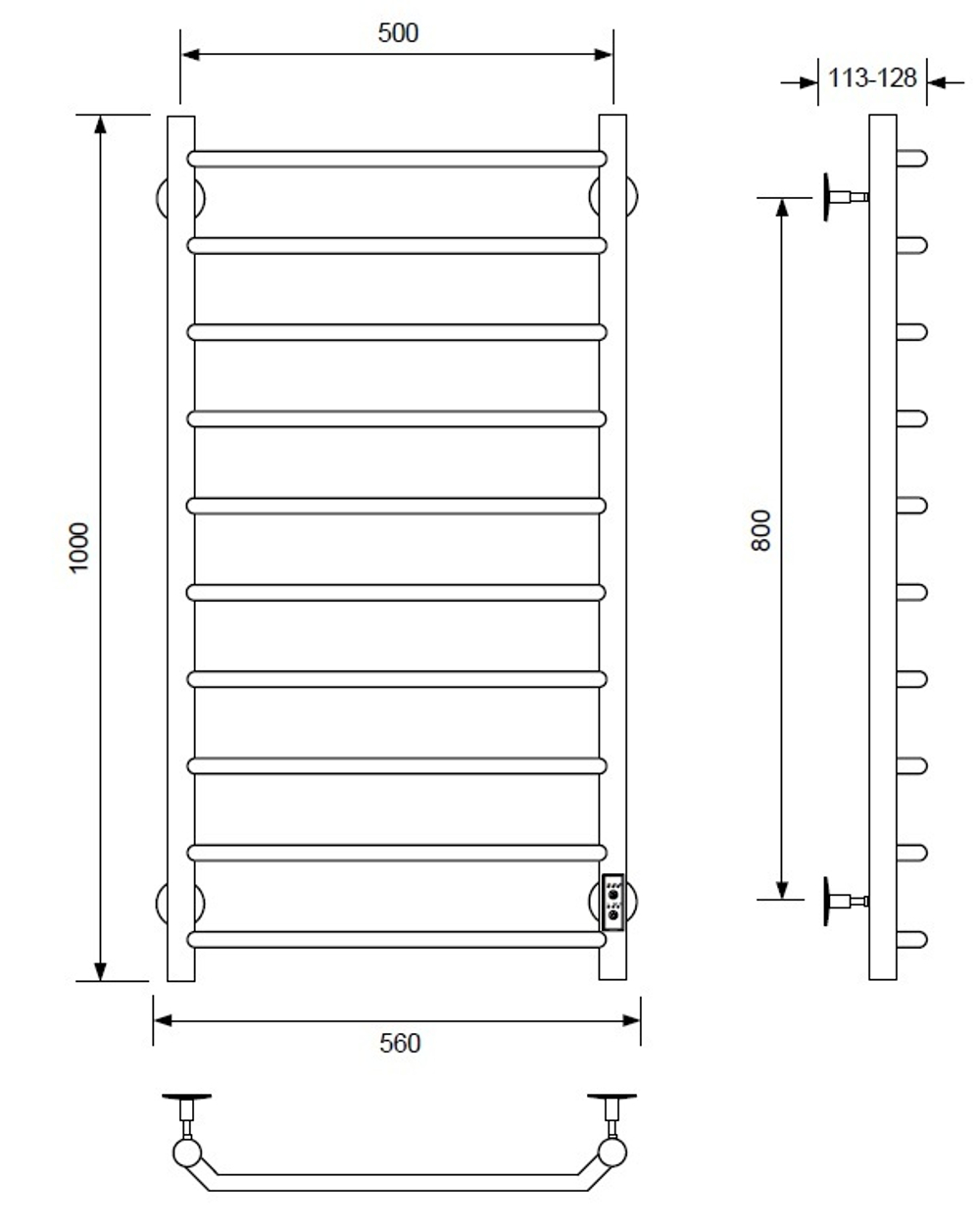 Полотенцесушитель электрический с/т Comfysan Scola EC-10 100/50, хром, шт