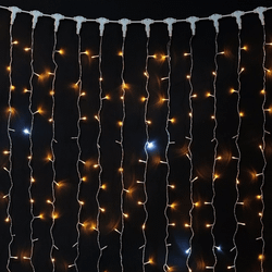 Светодиодный занавес 2*2 м., 400 желтых LED ламп, мерцание, прозрачный провод ПВХ, LTC (PCL402BLW-10-2Y)