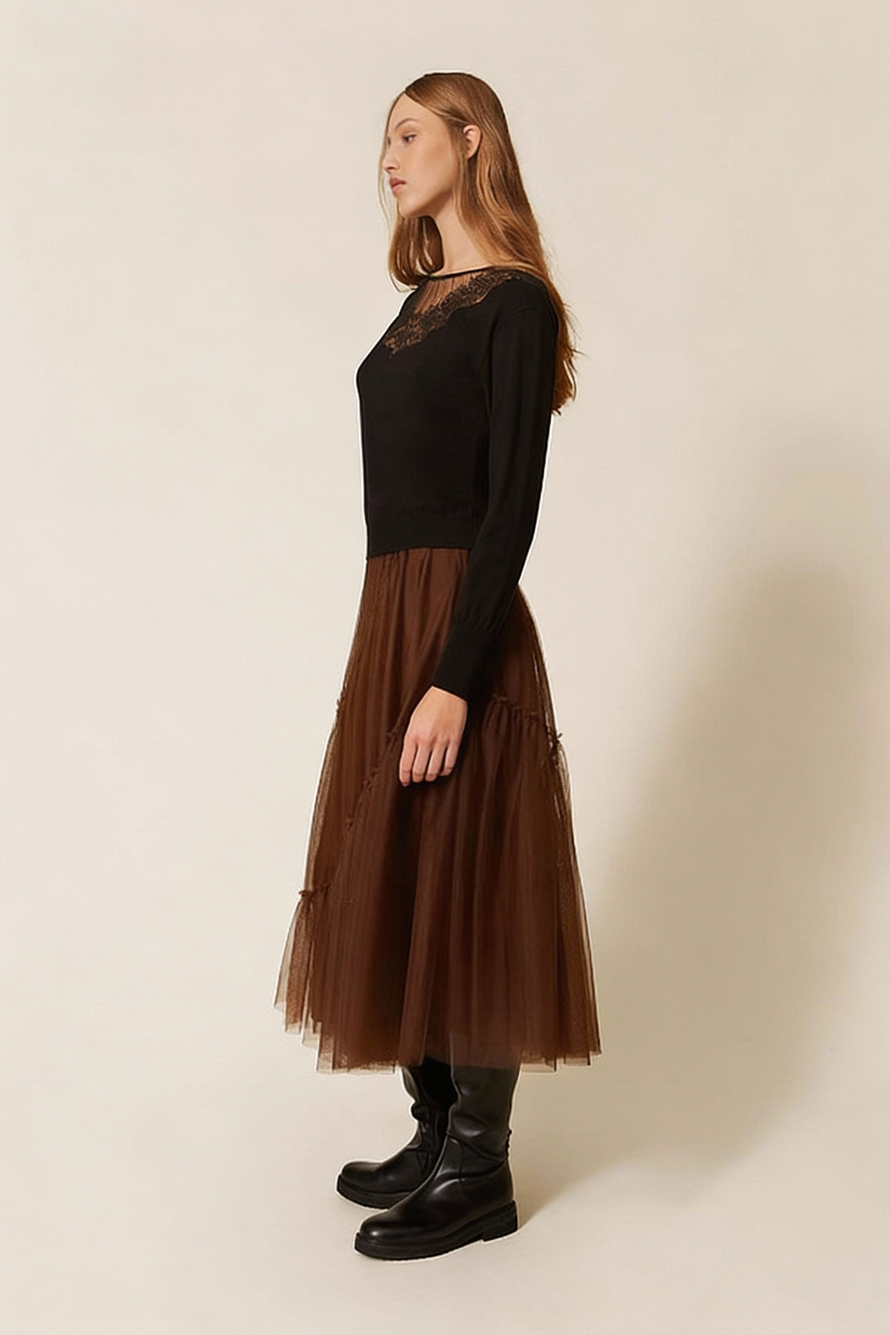 Многослойная юбка миди с тюлем-1