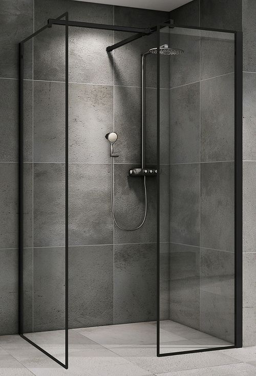 Душевая перегородка Abber Immer Offen 120 AG67128B профиль Черный стекло прозрачное