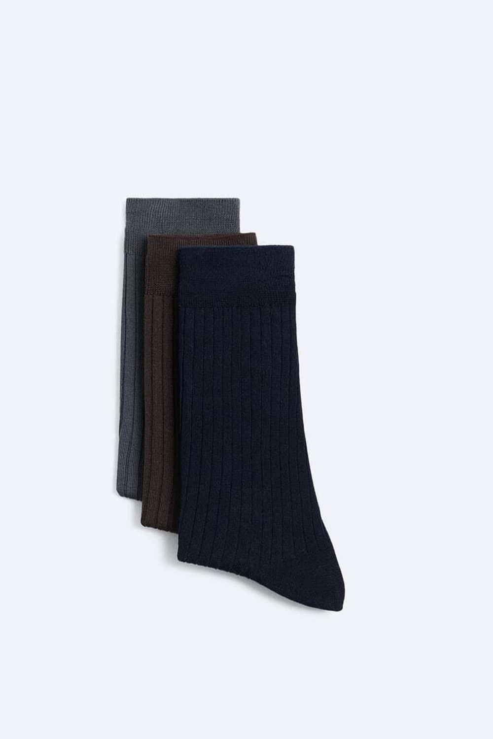 ZARA НАБОР ИЗ ТРЕХ ПАР НОСКОВ ИЗ ПРОЧНОГО ХЛОПКА, РАЗНОЦВЕТНЫЙ