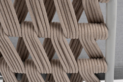 "Диего" стул плетеный из роупа, каркас из стали светло-серый (RAL7035) муар, роуп бежевый круглый, ткань светло-серая