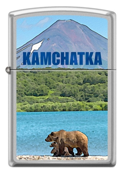 Зажигалка Zippo Камчатка с покрытием Satin Chrome™, латунь/сталь, серебристая, матовая