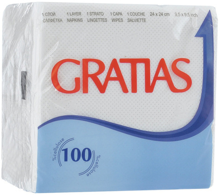 Gratias Салфетки бумажные Эконом Белые 24х24 см 1 слой 100 штук *30/330/1320