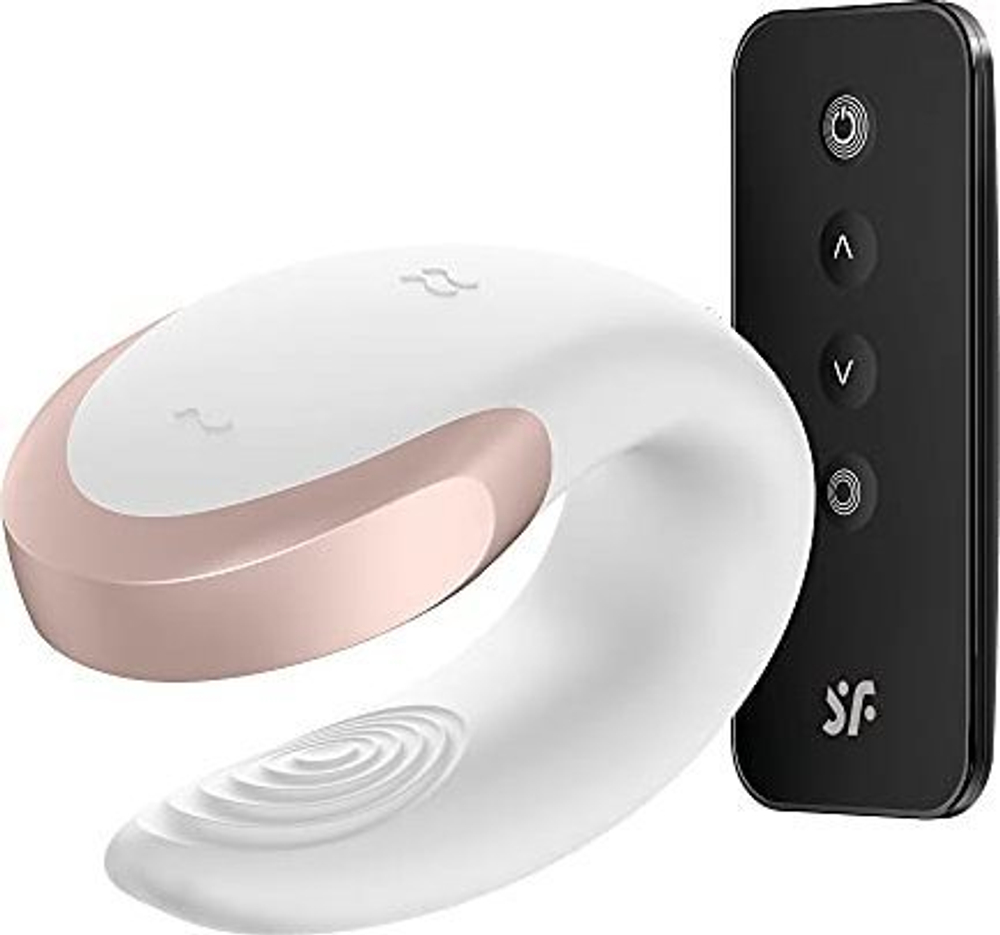 Парный вибратор Satisfyer Double Love, пульт и приложение (белый)