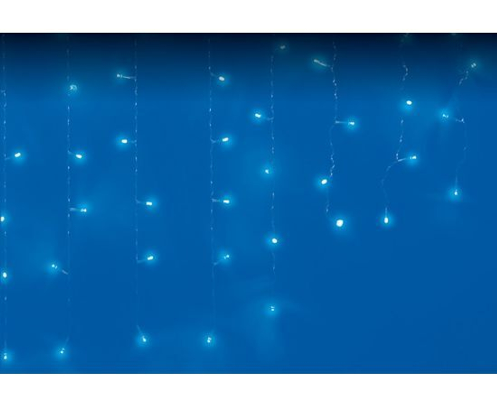 Гирлянда-бахрома ULD-B1805-048/DTA 48LED синий. 1,8м/12нит. макс 50см, 8реж. пров. прозр, 8W Uniel, 1 шт.