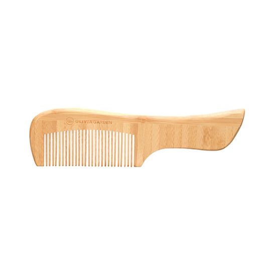 Гребень для волос бамбуковый с ручкой изогнутый