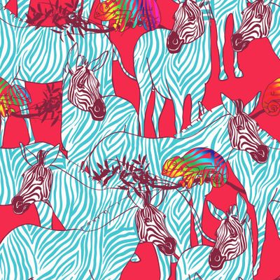 Зебры и хамелеоны (красно-бирюзовый вариант)