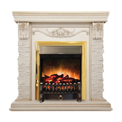Электрокамин RealFlame Patricia WT белый дуб с золотой патиной с очагом Fobos Lux BR S