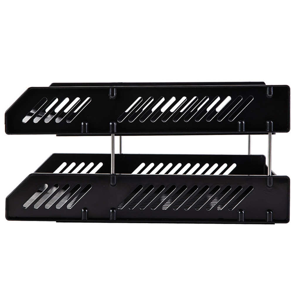 Лоток горизонтальный DELI, 2-х рядный, пластик,  черный