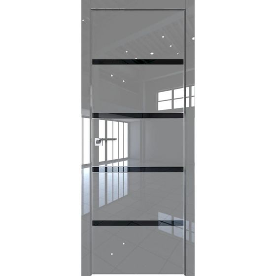 Profil Doors 23LE грей люкс со вставкой кромка серебро стекло чёрный лак