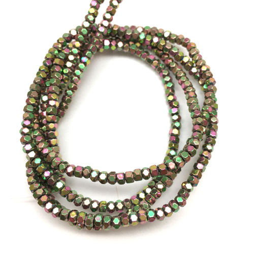 Гематит цветной 3х2 мм, бусины-рондели (нить)