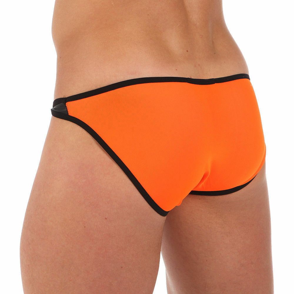 Мужские трусы слипы черные с оранжевым COSMOS COLORS DS10BO