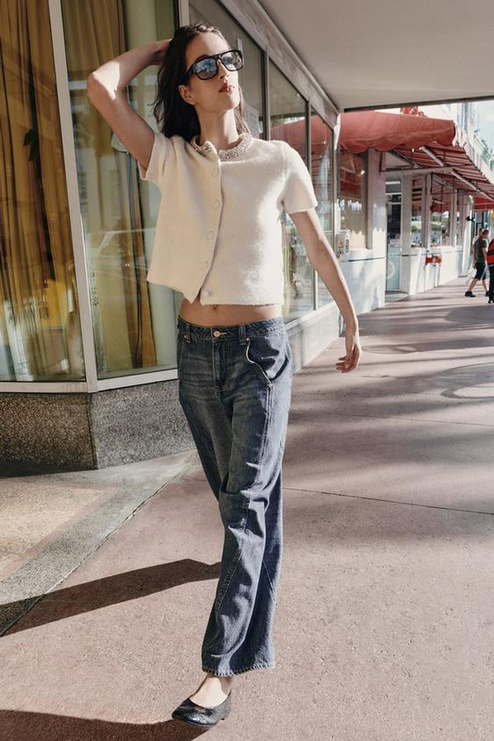 Шерстяной пиджак с камушками на воротнике - ZARA