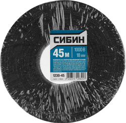 СИБИН 18 мм х 45 м, 1 000 В, черная, изолента х/б (1230-45)