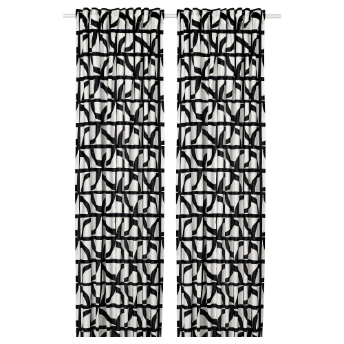 Комплект штор IKEA VINTEROXBAR, Черно-белый, 145x250 см, 2 шт