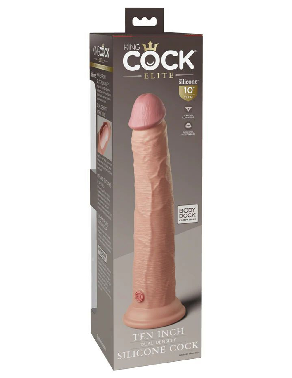 Телесный фаллоимитатор-реалистик King Cock Ellite Dual Density - 25,5 см.