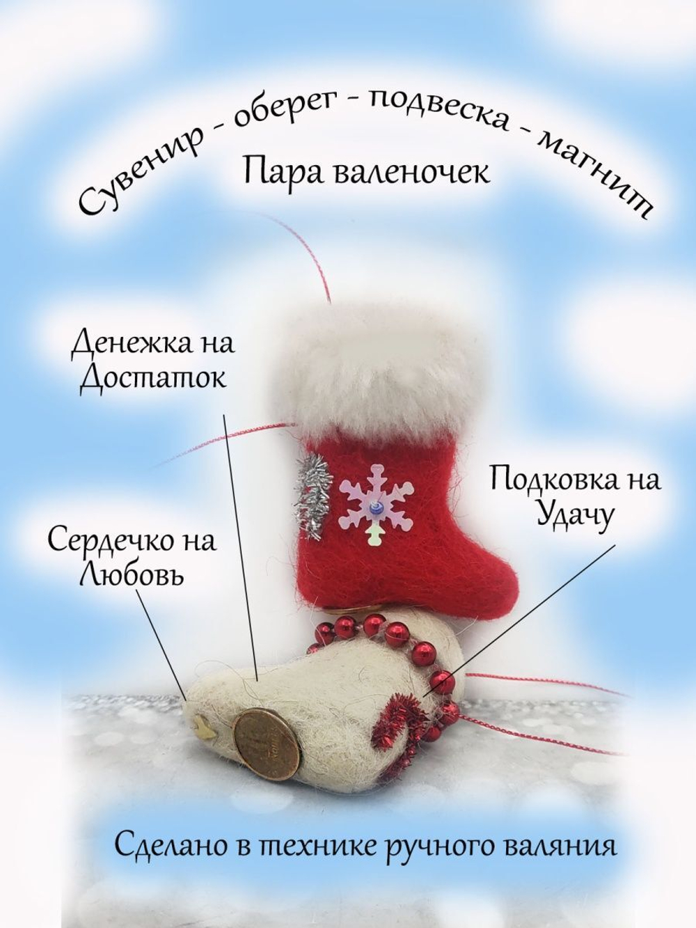 Сувенир, подвеска Валенки