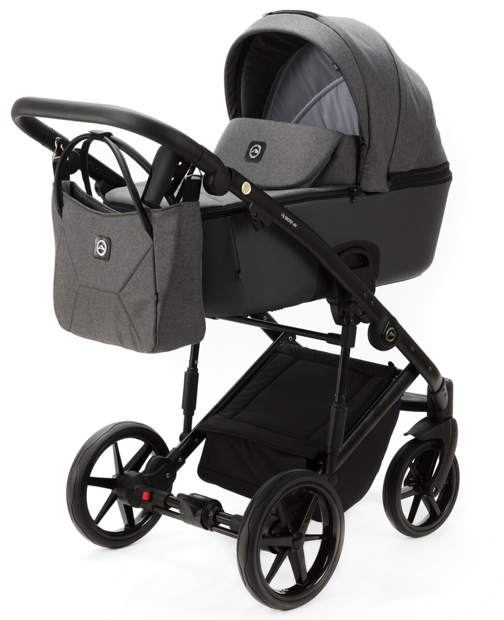 Детская коляска Adamex Mobi 2 в 1 M-PS58 LUX (ТЕМНО-СЕРЫЙ+ТЕМНО-СЕРАЯ КОЖА)