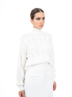 Женская кожаная юбка белая с разрезом сзади