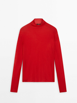 Massimo Dutti Свитер тонкой 100% шерсти, красный